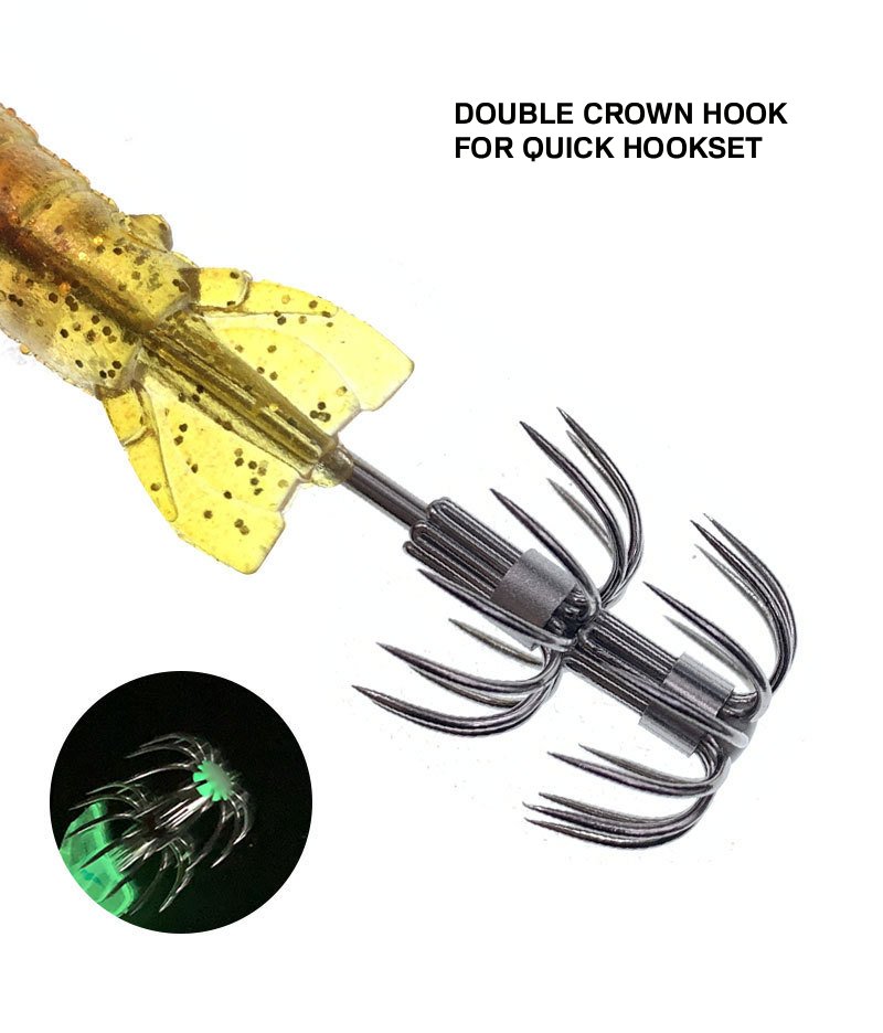 Glow Soft Shrimp Squid Jig with Crown Hooks - Image 3